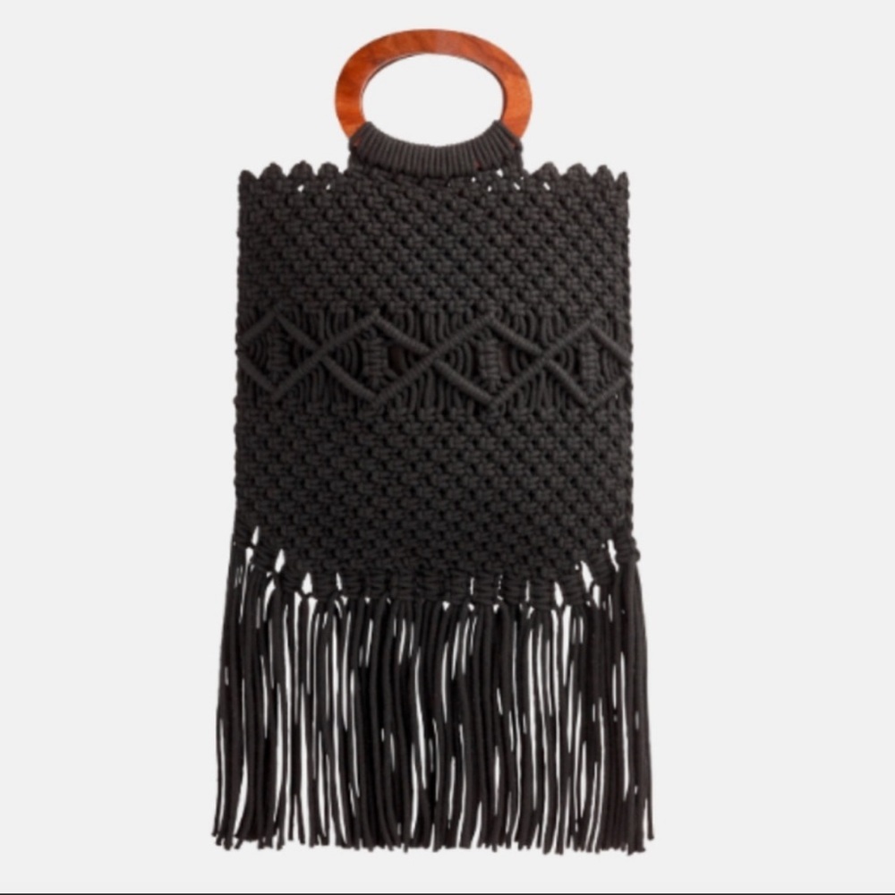 Danielle Nicole Macrame Handbag- Black - image 1
